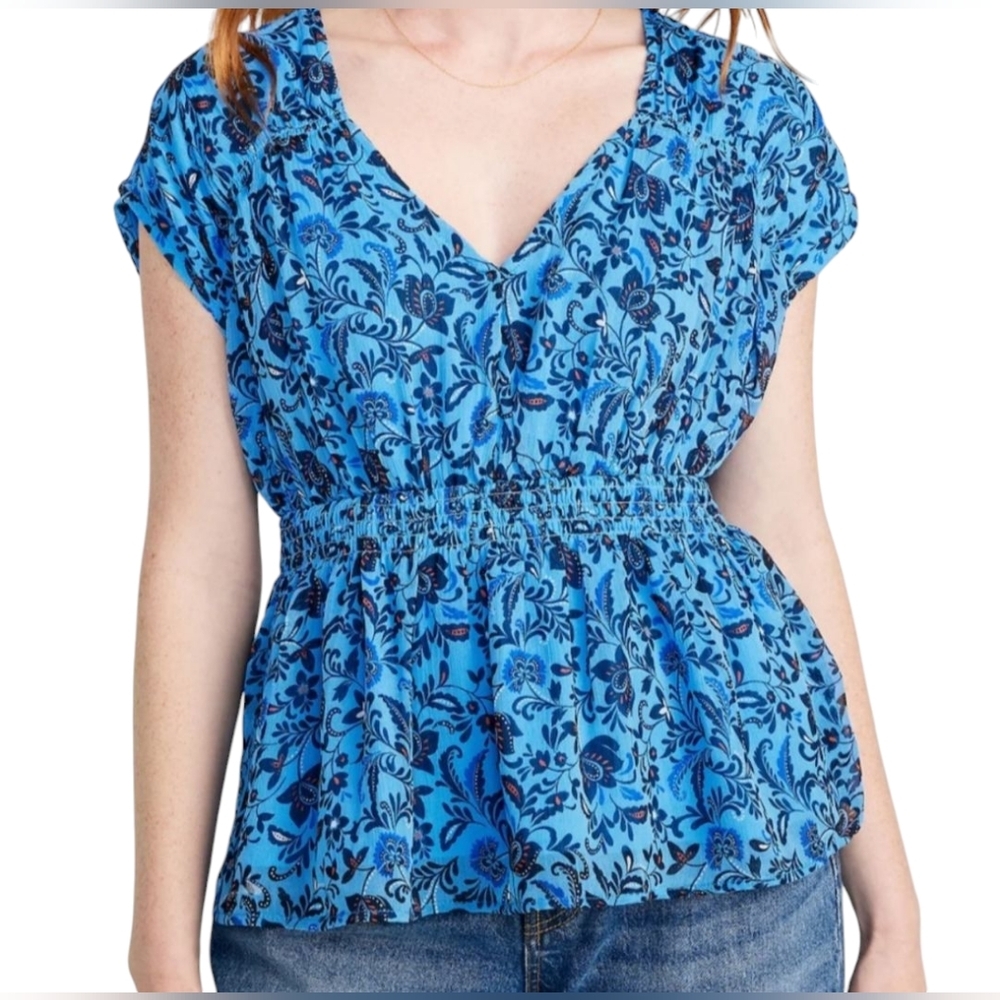 Old Navy Women's Smocked Babydoll Floral Stretch Lined Cottagecore Top size XXL